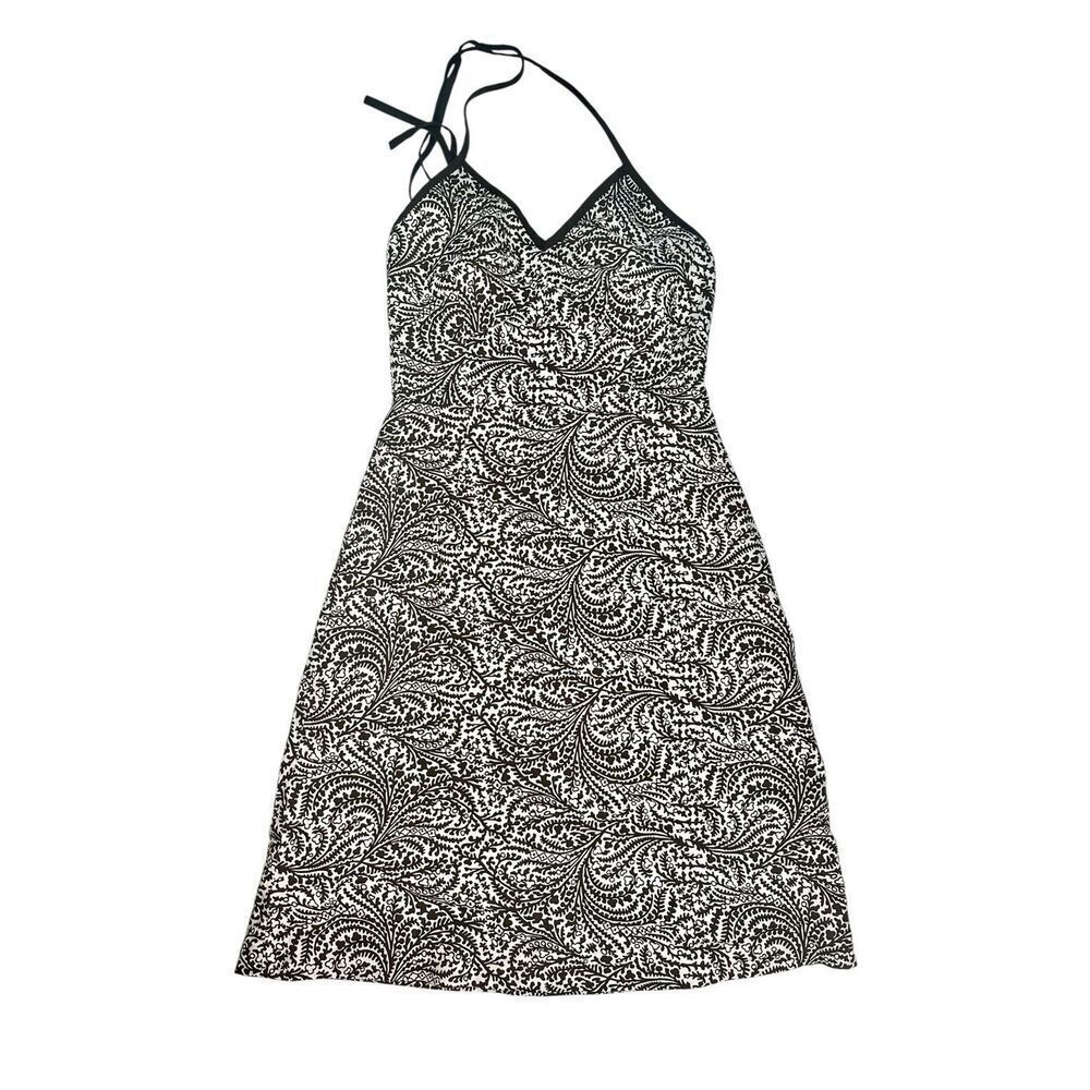 Ann Taylor Loft Floral Print Halter Lined Dress Brown & White Women’s Size 0